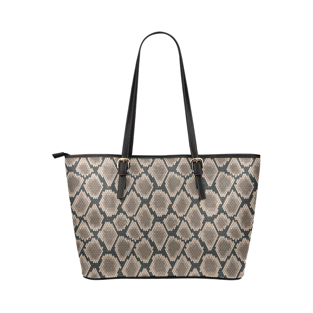 Snake Skin Design Print Leather Tote Bag