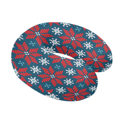 Poinsettia Pattern Print Design A02 U-Shaped Travel Neck Pillow