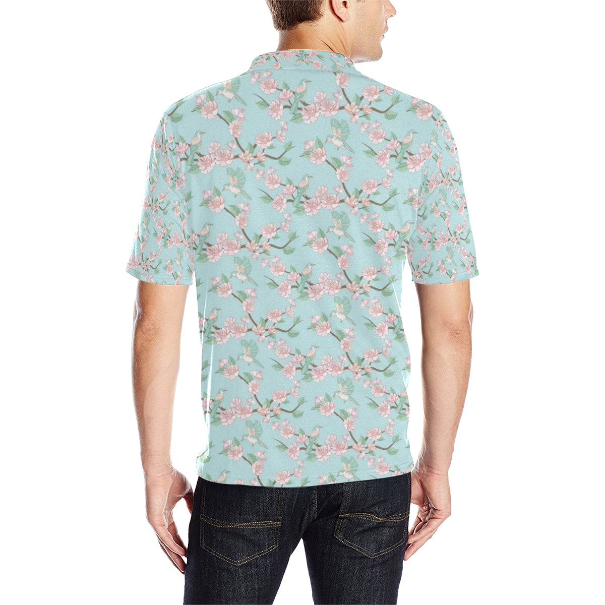 Cherry Blossom Pattern Print Design 02 Men Polo Shirt