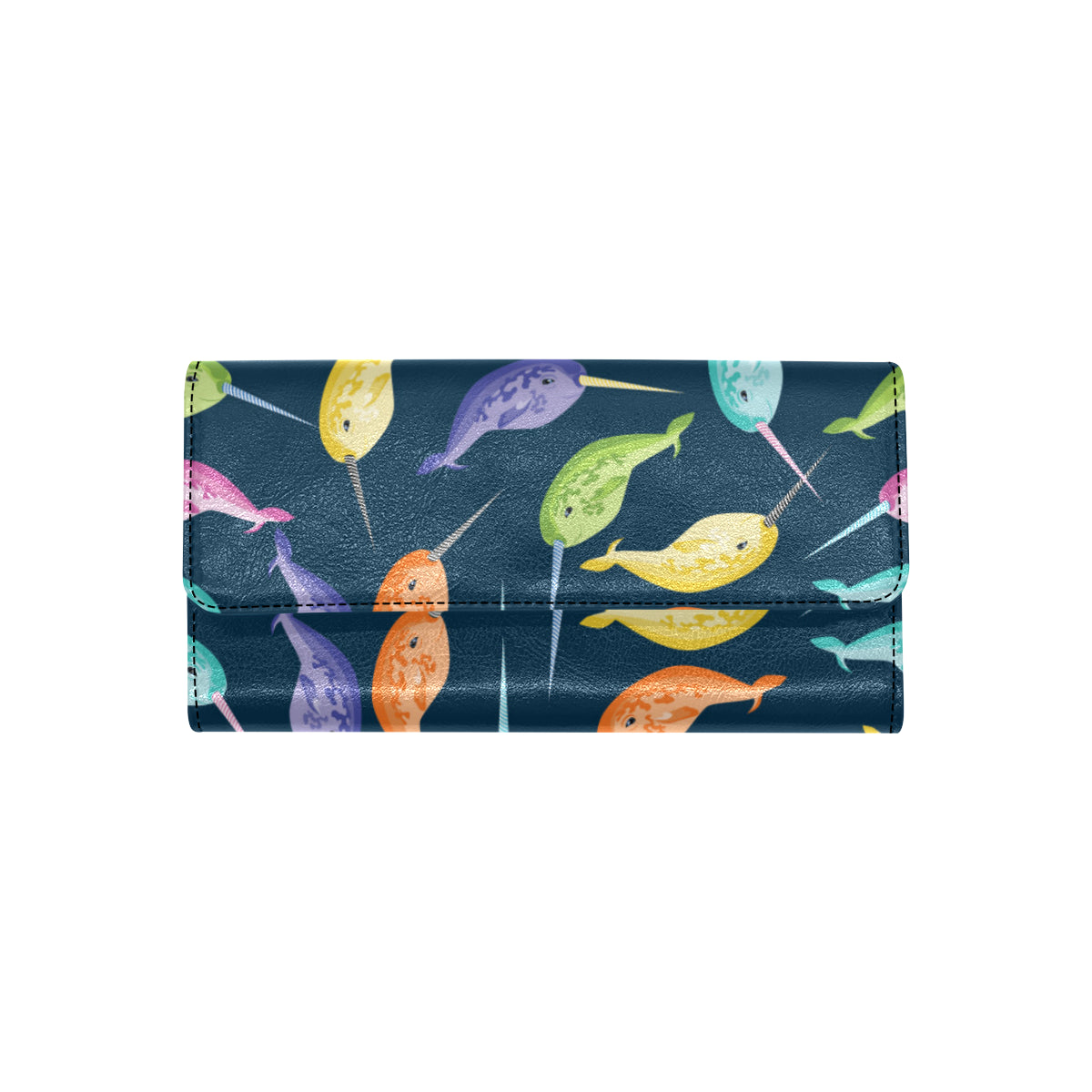 Narwhal Colorful Pattern Print Design 03 Women's Trifold Wallet