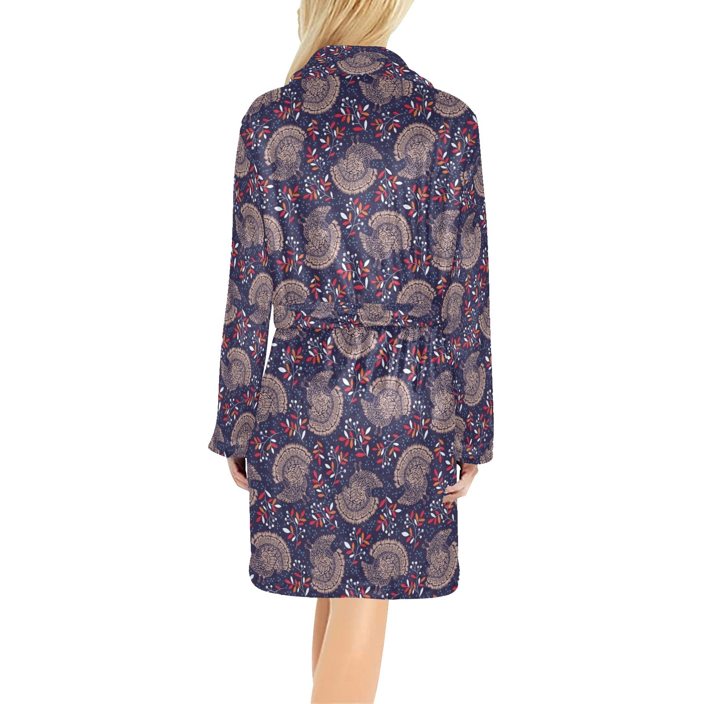 Turkey Print Design LKS401 Women's Fleece Robe