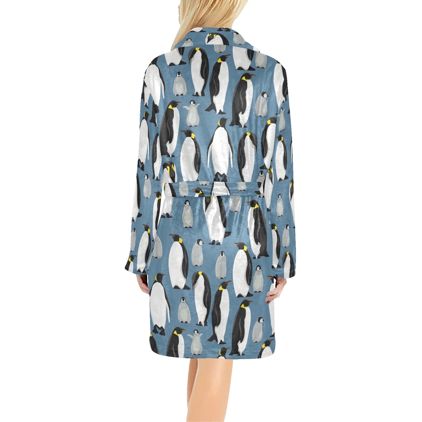 Penguin Pattern Print Design A03 Women's Fleece Robe