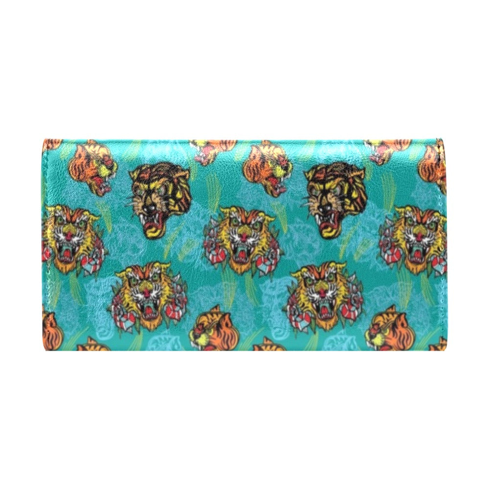 Tattoo Tiger Head Print Design LKS304 Women's Trifold Wallet
