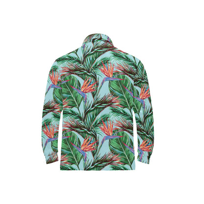 Bird Of Paradise Pattern Print Design BOP01 Long Sleeve Polo Shirt For Men's