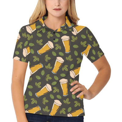 Beer Iris Pattern Print Design 02 Women's Polo Shirt