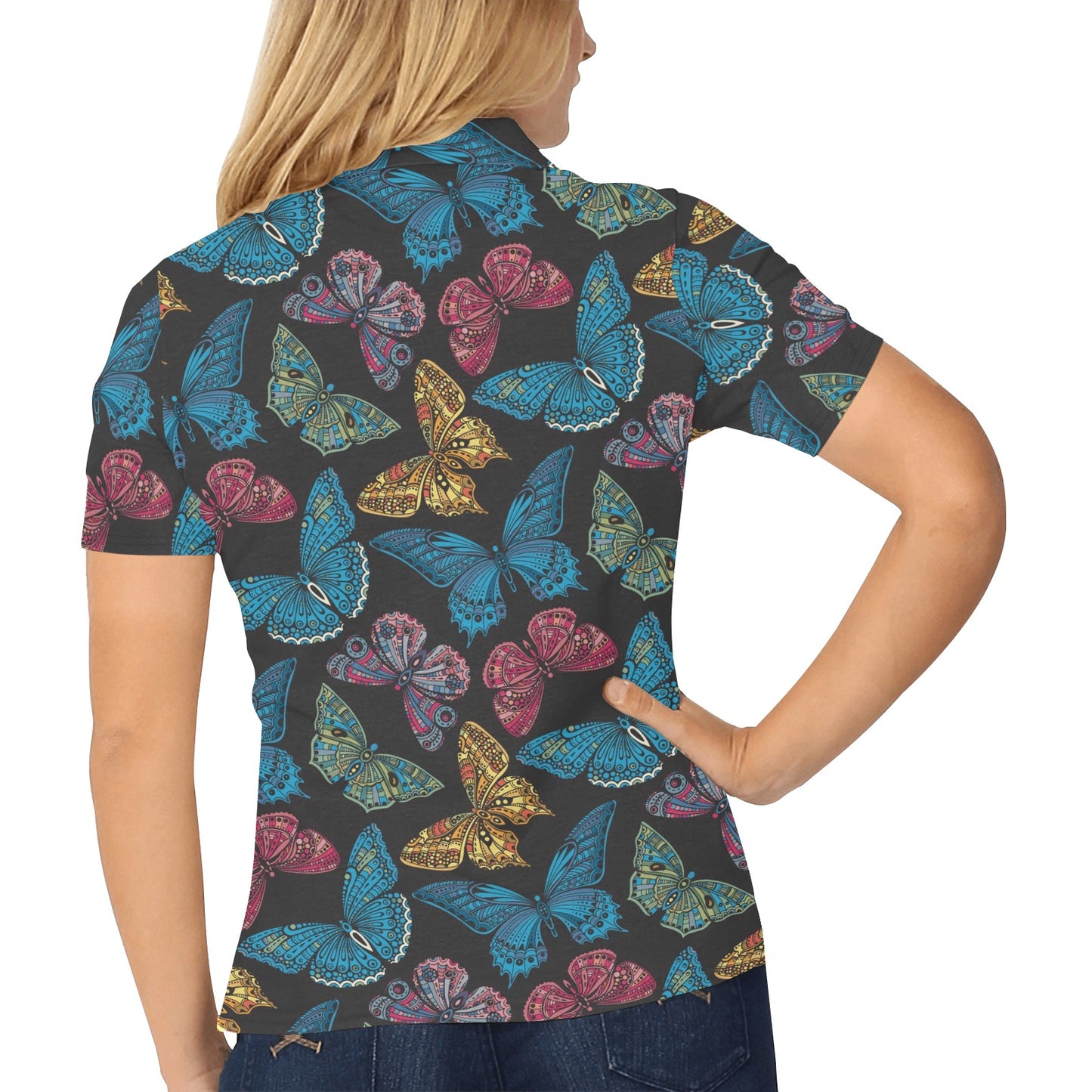 Butterfly Mandala Style Women's Polo Shirt