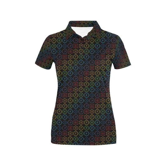 Chakra Colorful Symbol Pattern Women's Polo Shirt