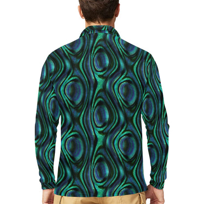 Abalone Pattern Print Design 01 Long Sleeve Polo Shirt For Men's