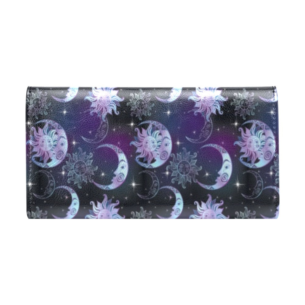 Sun Moon Print Design LKS303 Women's Trifold Wallet
