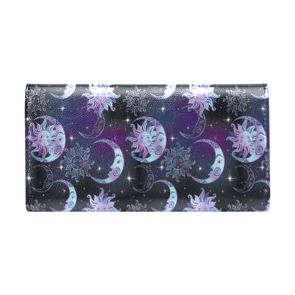 Sun Moon Print Design LKS303 Women's Trifold Wallet