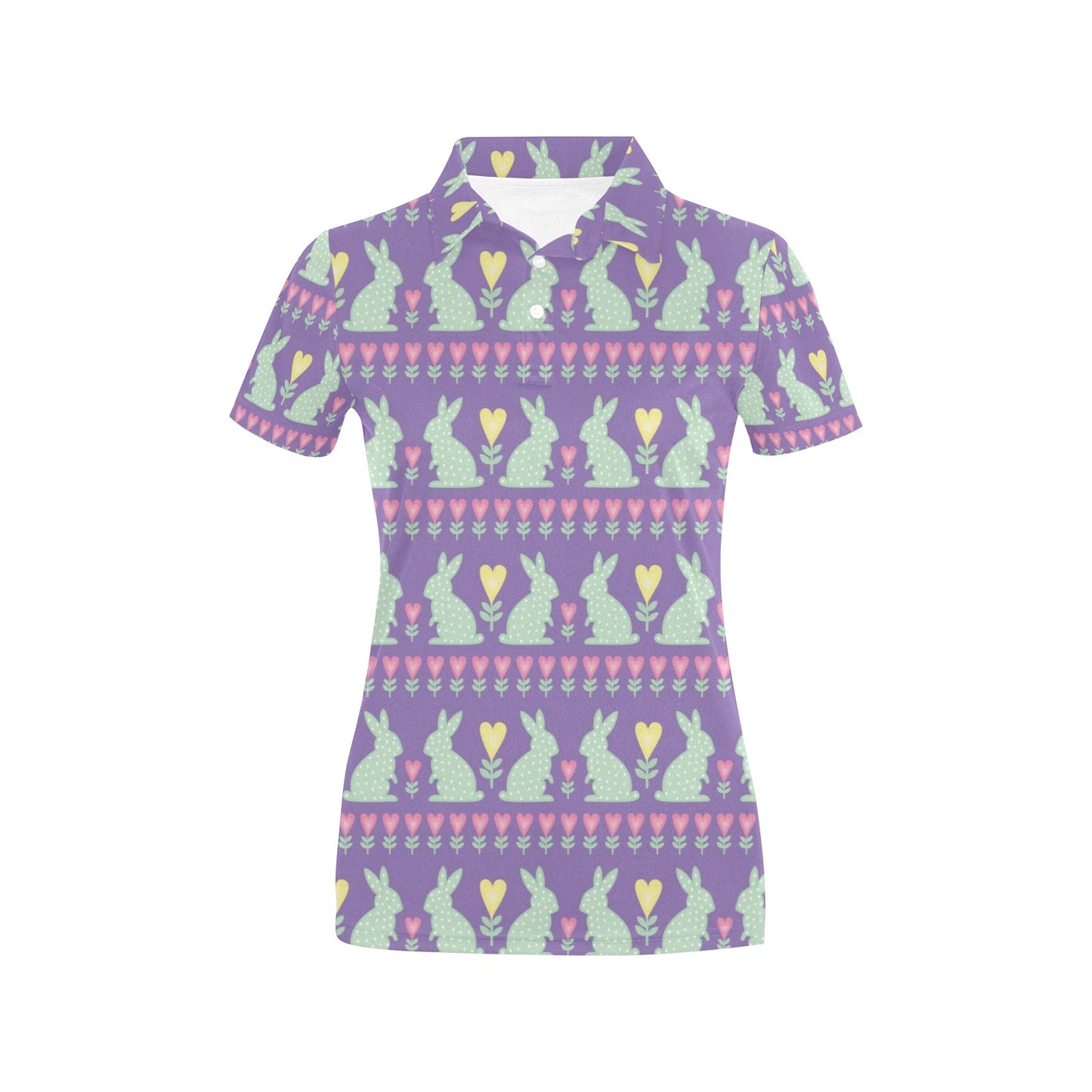 Rabbit Pattern Print Design RB01 Women's Polo Shirt