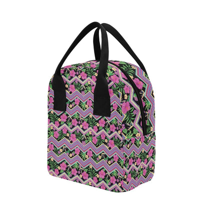 Hibiscus Pink Zigzag Line Pattern Design LKS307 Insulated Lunch Bag