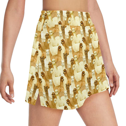 Alpaca Watercolor Design Themed Print 17" Golf & Pickleball Skort with Pockets