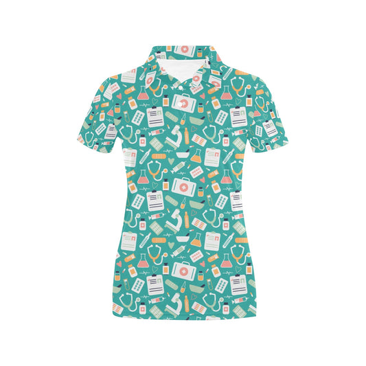 Medical Pattern Print Design 03 Women's Polo Shirt