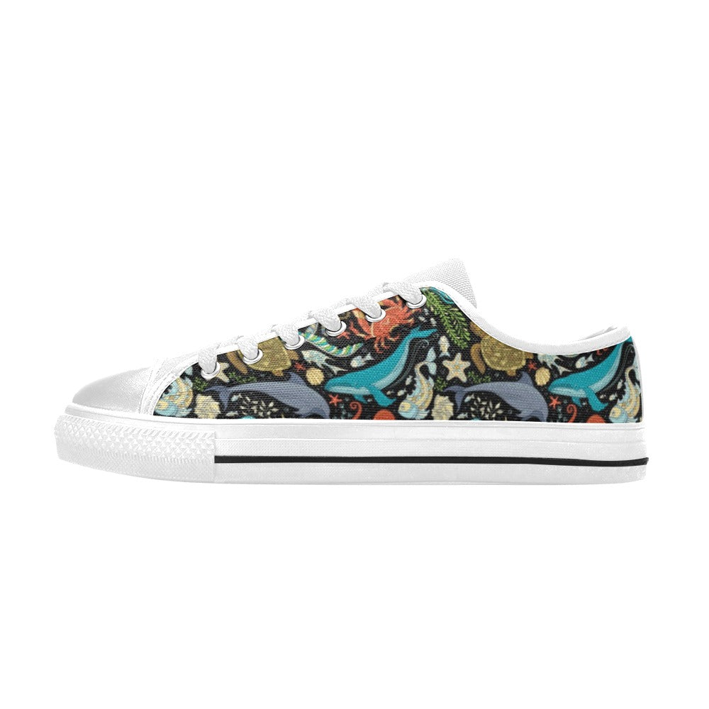 Underwater Animal Print Design LKS301 Women's White Low Top Shoes