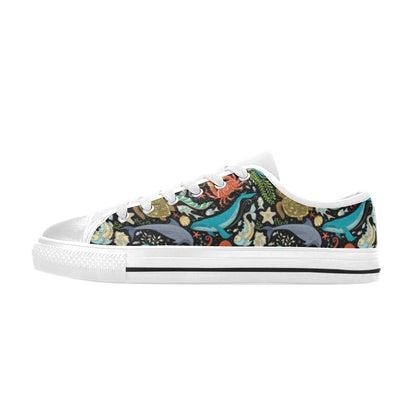 Underwater Animal Print Design LKS301 Women's White Low Top Shoes