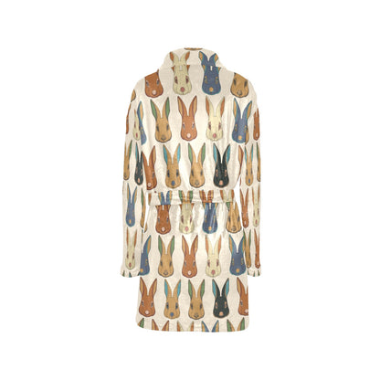 Rabbit Pattern Print Design RB04 Women's Fleece Robe