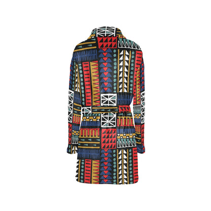 Kente Pattern Print Design 02 Women's Fleece Robe
