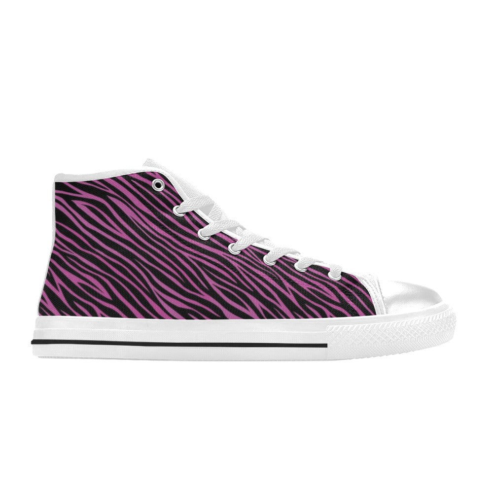 Zebra Pink Print Design LKS304 Men's High Top Canvas Shoes