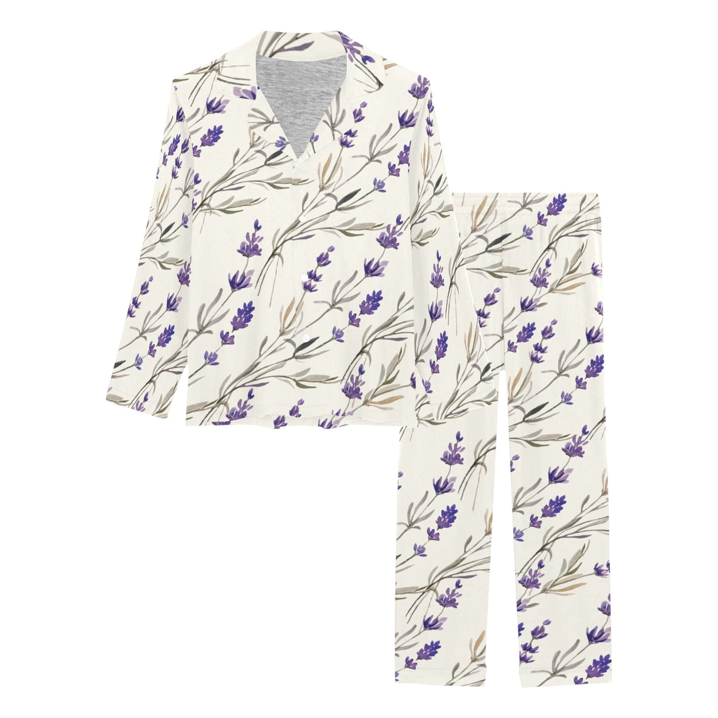 Lavender Pattern Print Design 01 Women's Long Pajama Set