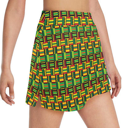 African Zip Zag Print Pattern 17" Golf & Pickleball Skort with Pockets