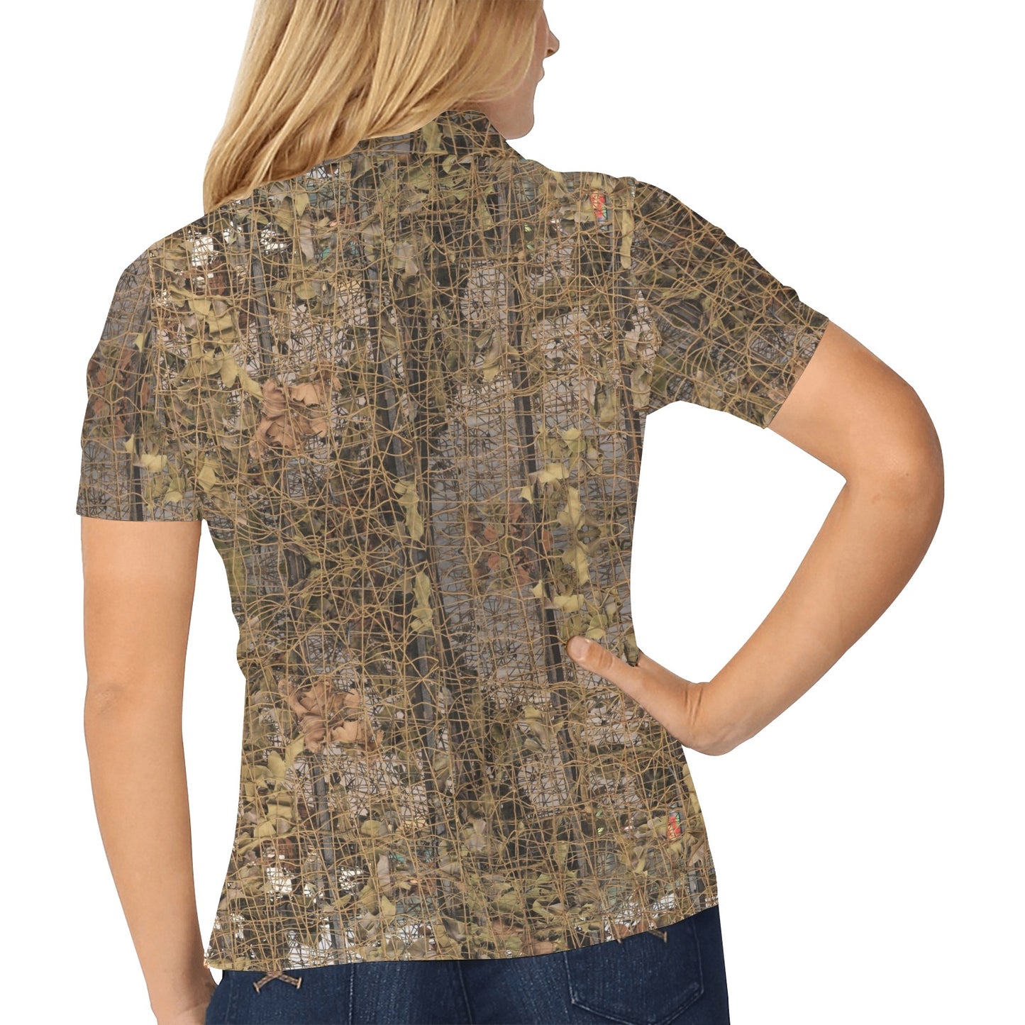 Camouflage Realtree Pattern Print Design 01 Women's Polo Shirt