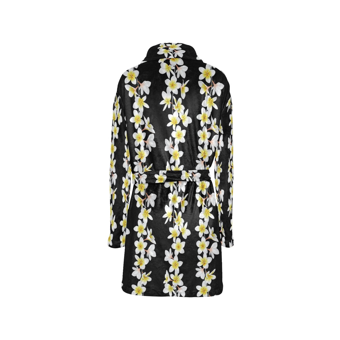 White Plumeria Pattern Print Design PM08 Women's Fleece Robe