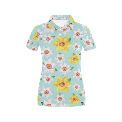 Daffodils Pattern Print Design DF07 Women's Polo Shirt