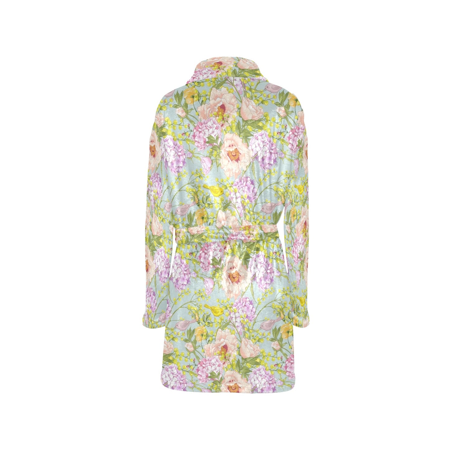 Hydrangea Pattern Print Design HD02 Women's Fleece Robe
