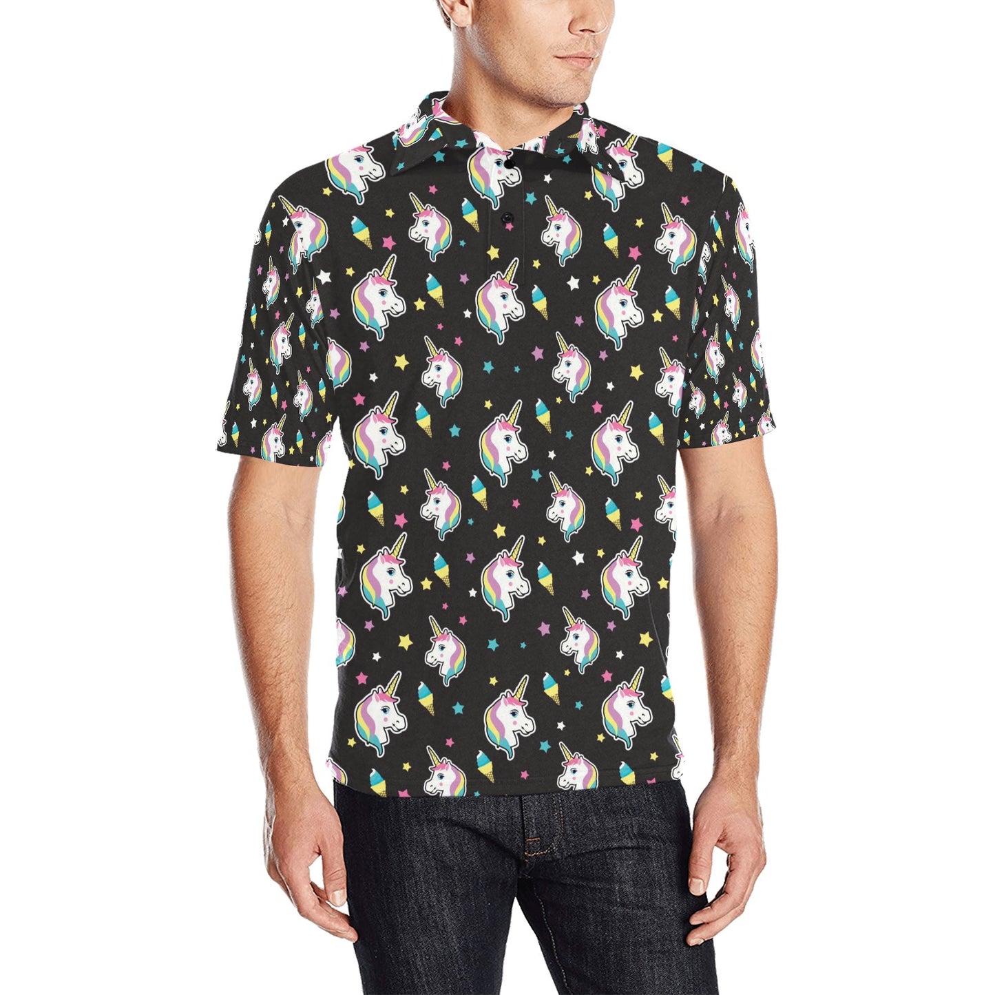 Unicorn Print Design LKS302 Men Polo Shirt