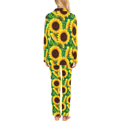 Sunflower Pattern Print Design SF02 Women's Long Pajama Set