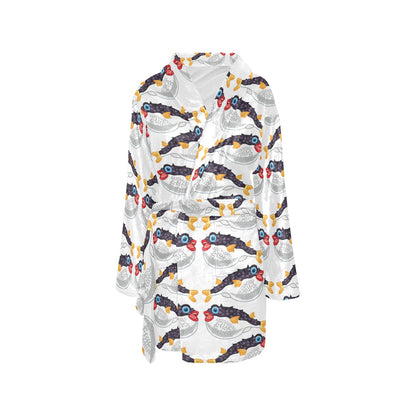 Fugu Pattern Print Design 03 Women's Fleece Robe