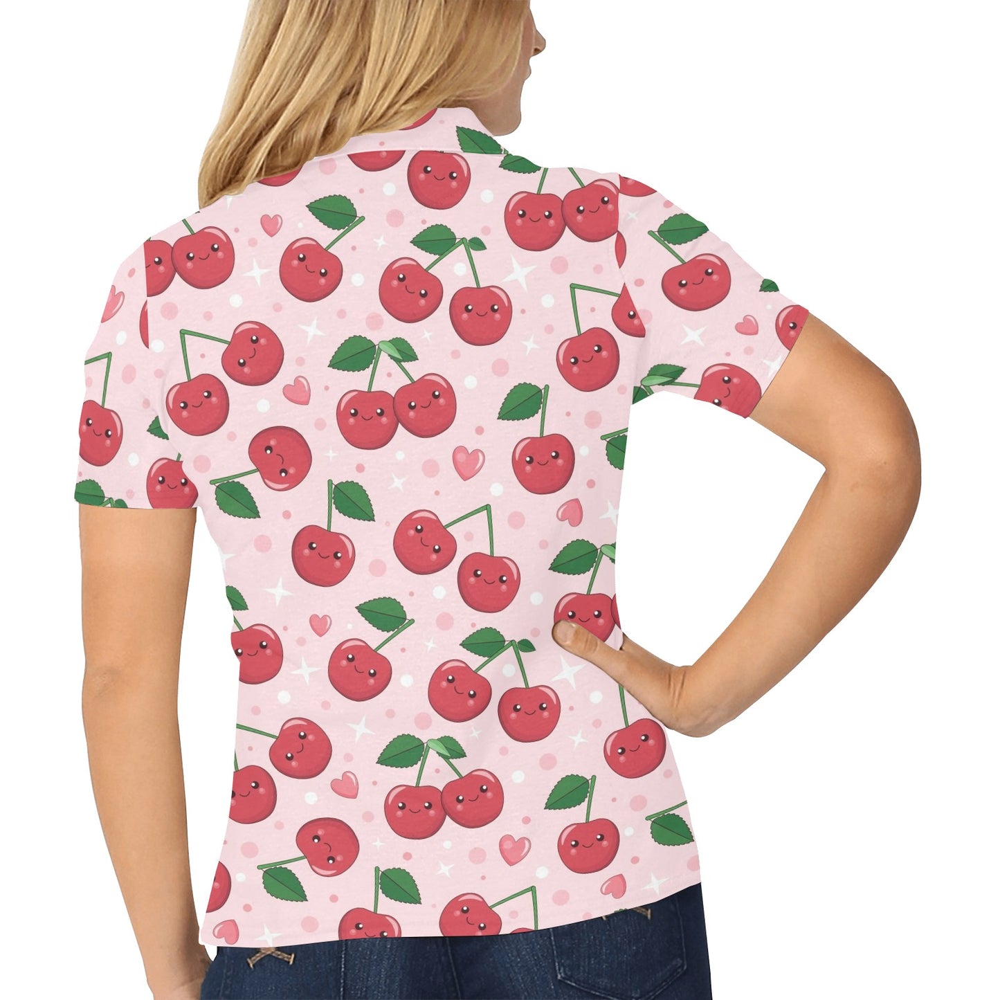 Cherry Pattern Print Design CH02 Women's Polo Shirt