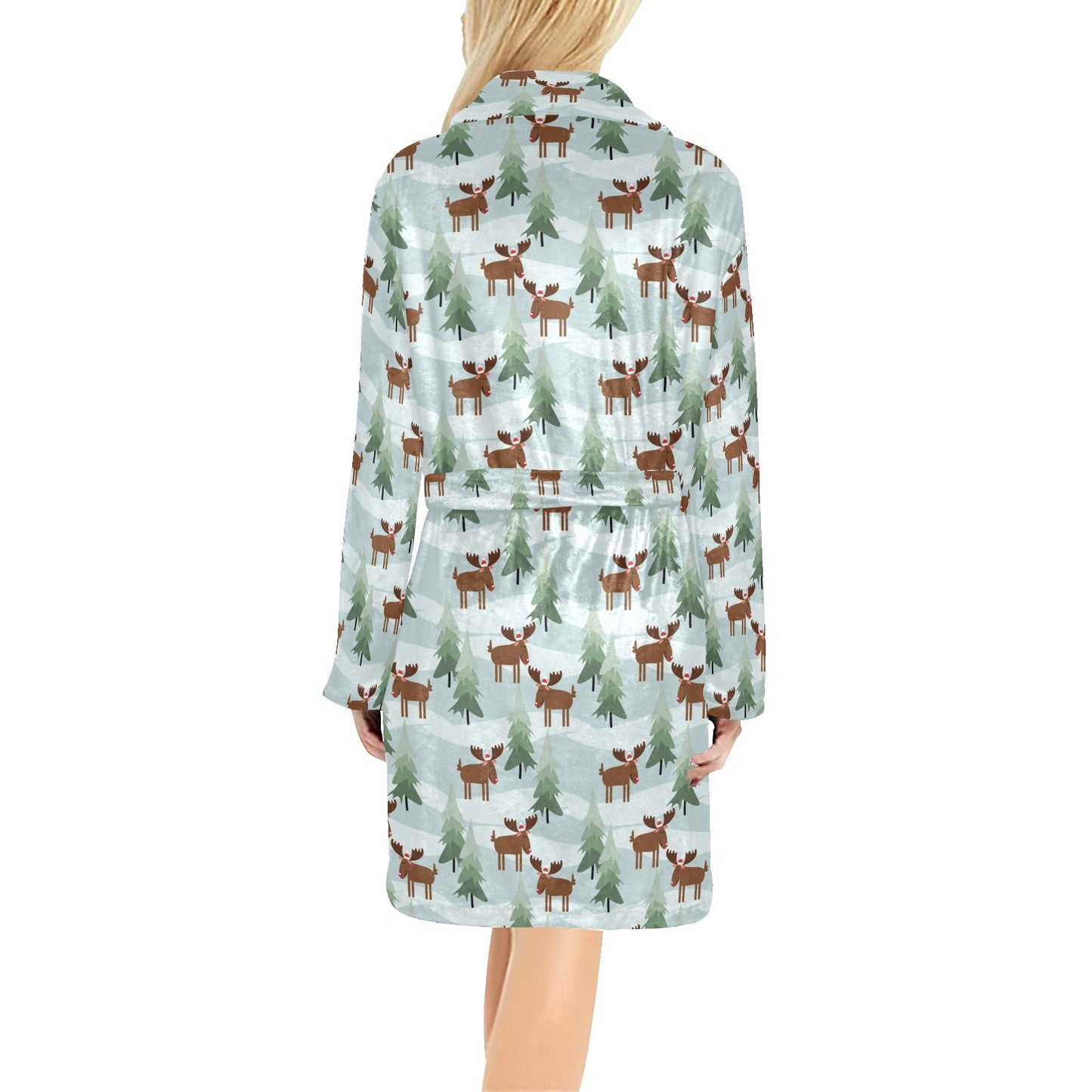 Moose Print Design LKS402 Women's Fleece Robe