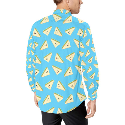 Sandwich Emoji Print Design LKS305 Men's Long Sleeve Dress Shirt