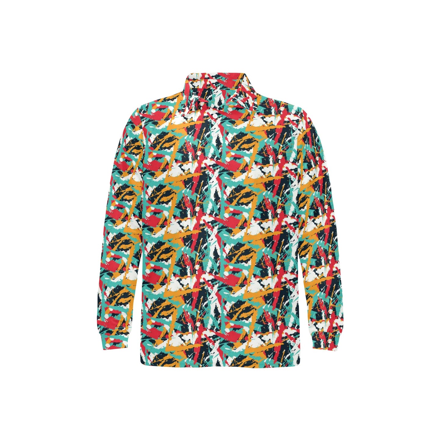 Splatter Print Design LKS304 Long Sleeve Polo Shirt For Men's