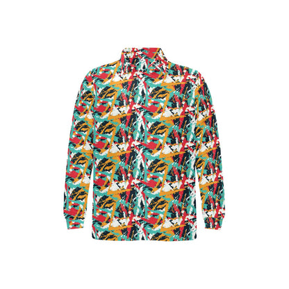 Splatter Print Design LKS304 Long Sleeve Polo Shirt For Men's