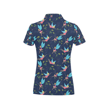 Fairy with flower Print Pattern Women's Polo Shirt
