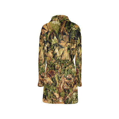 Camo Realistic Tree Forest Texture Print Women's Fleece Robe