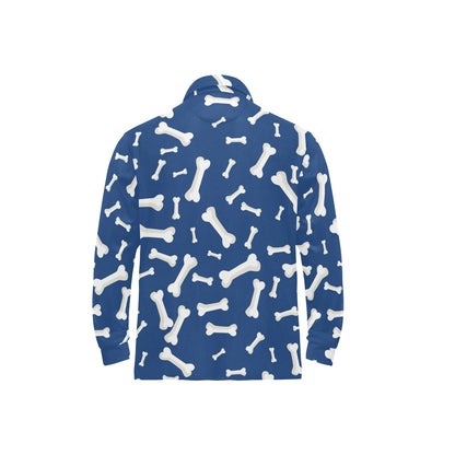 Dog Bone Pattern Print Design 03 Long Sleeve Polo Shirt For Men's