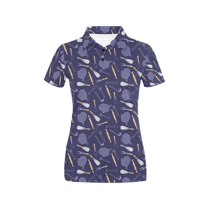 Cooking Kitchen Tools Pattern Print Design 04 Women's Polo Shirt