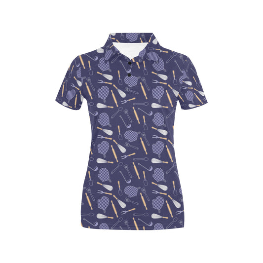 Cooking Kitchen Tools Pattern Print Design 04 Women's Polo Shirt