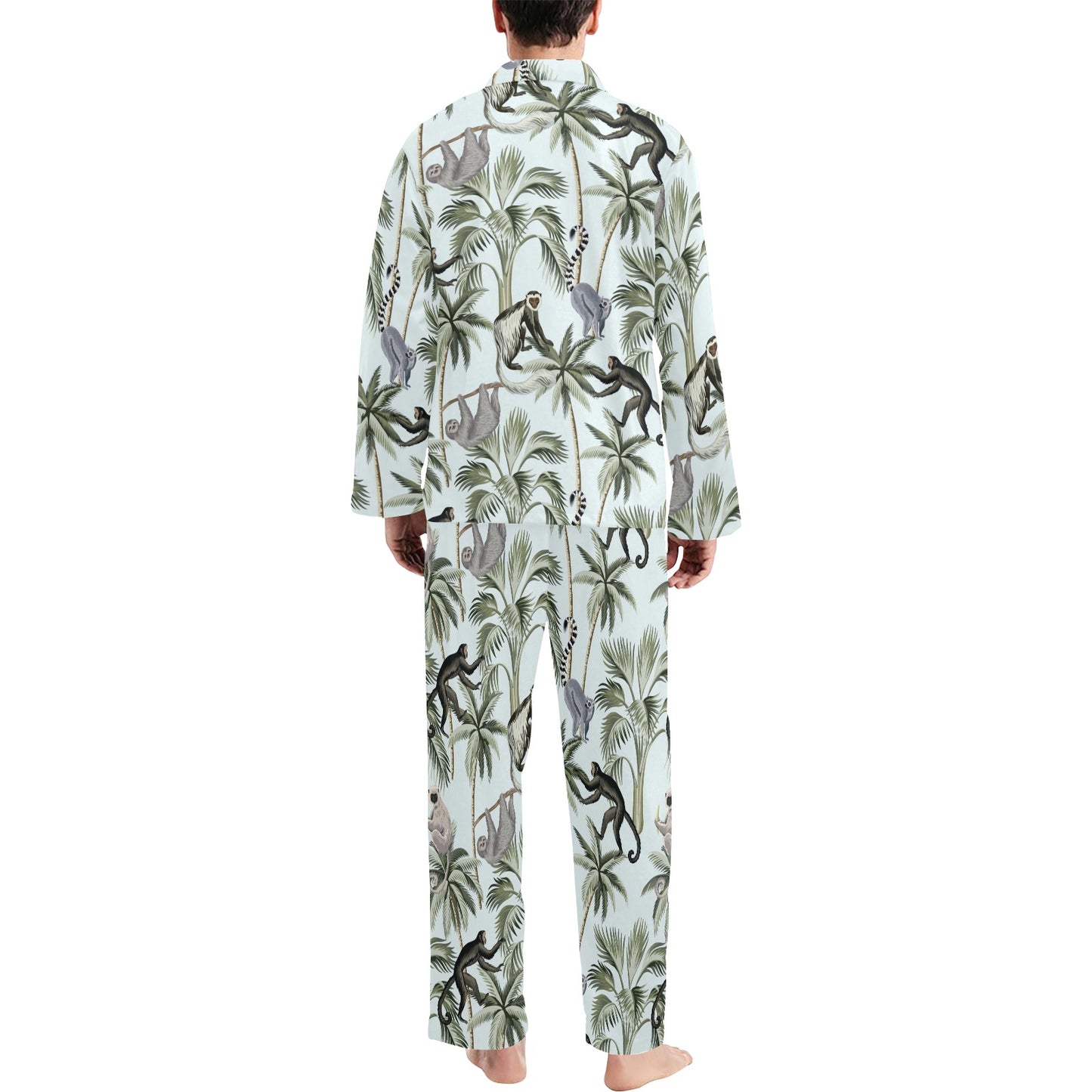Rainforest Pattern Print Design RF04 Men's Long Pajama Set
