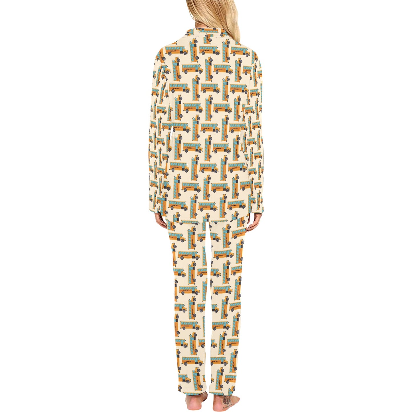 School Bus Print Design LKS305 Women's Long Pajama Set