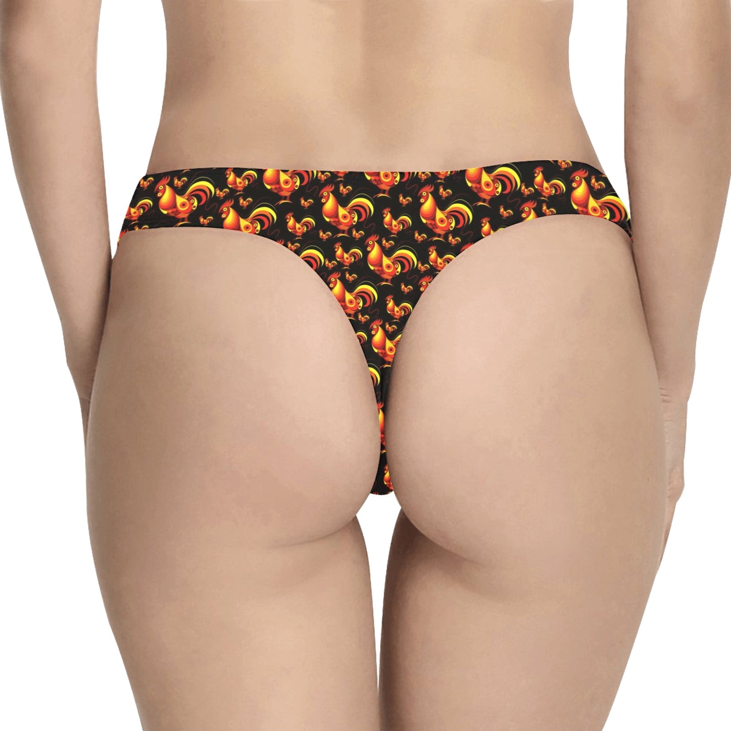 Rooster Print Themed Women's Thongs