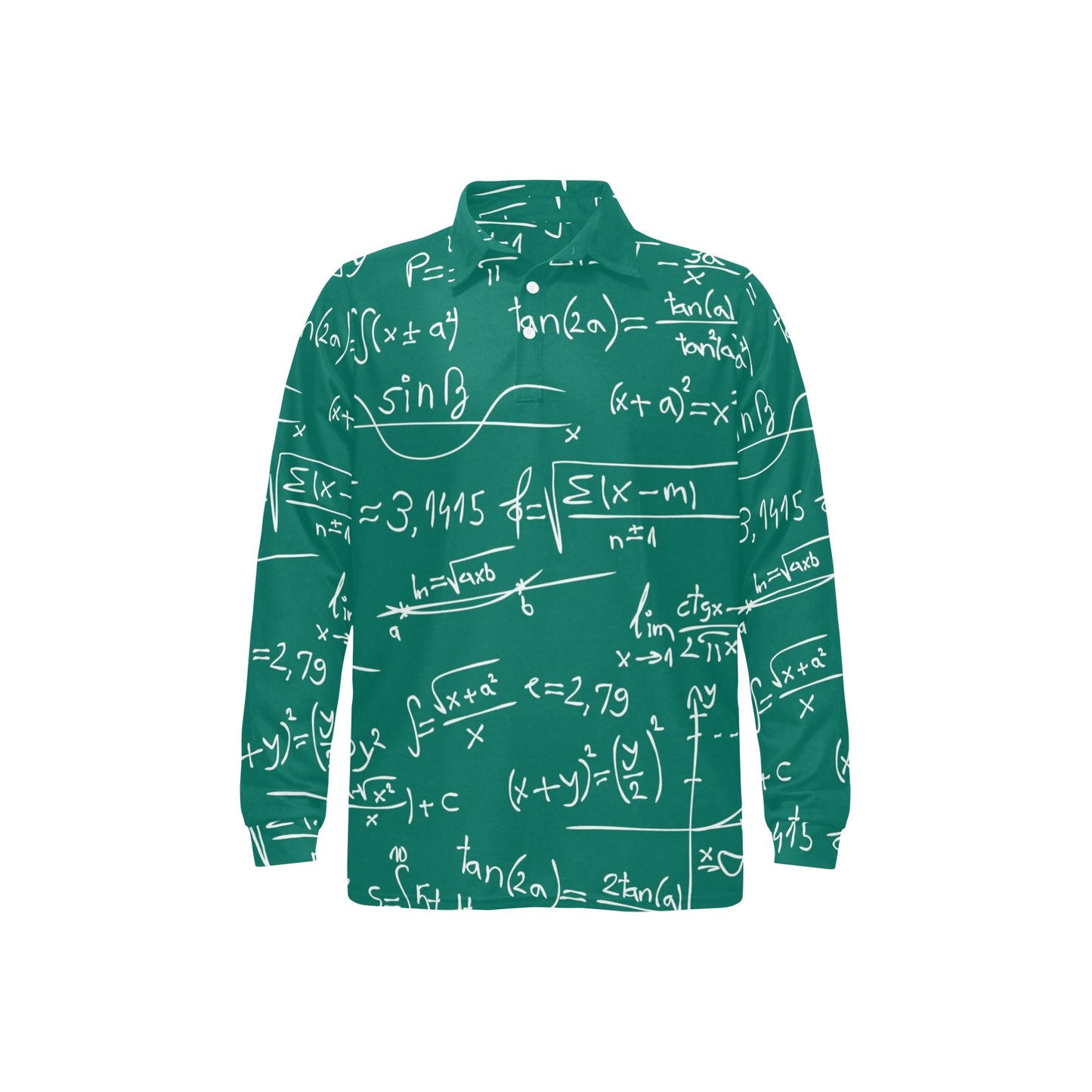 Math Pattern Print Design 01 Long Sleeve Polo Shirt For Men's