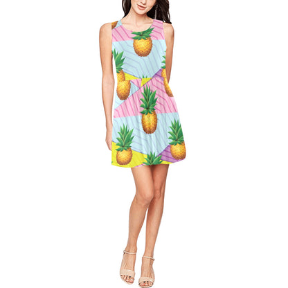 Pineapple Pattern Print Design PP05 Sleeveless Dress