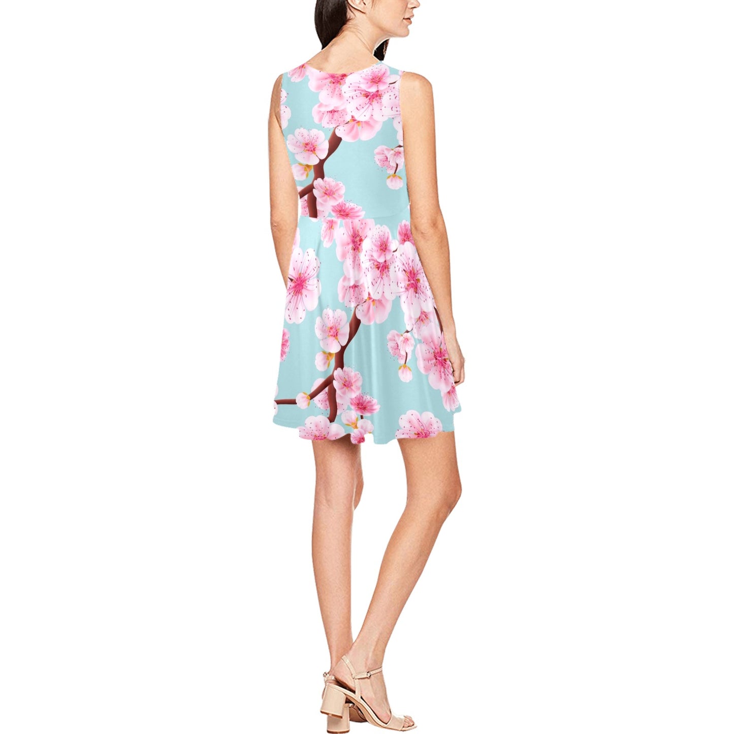 Cherry Blossom Pattern Print Design CB04 Sleeveless Dress