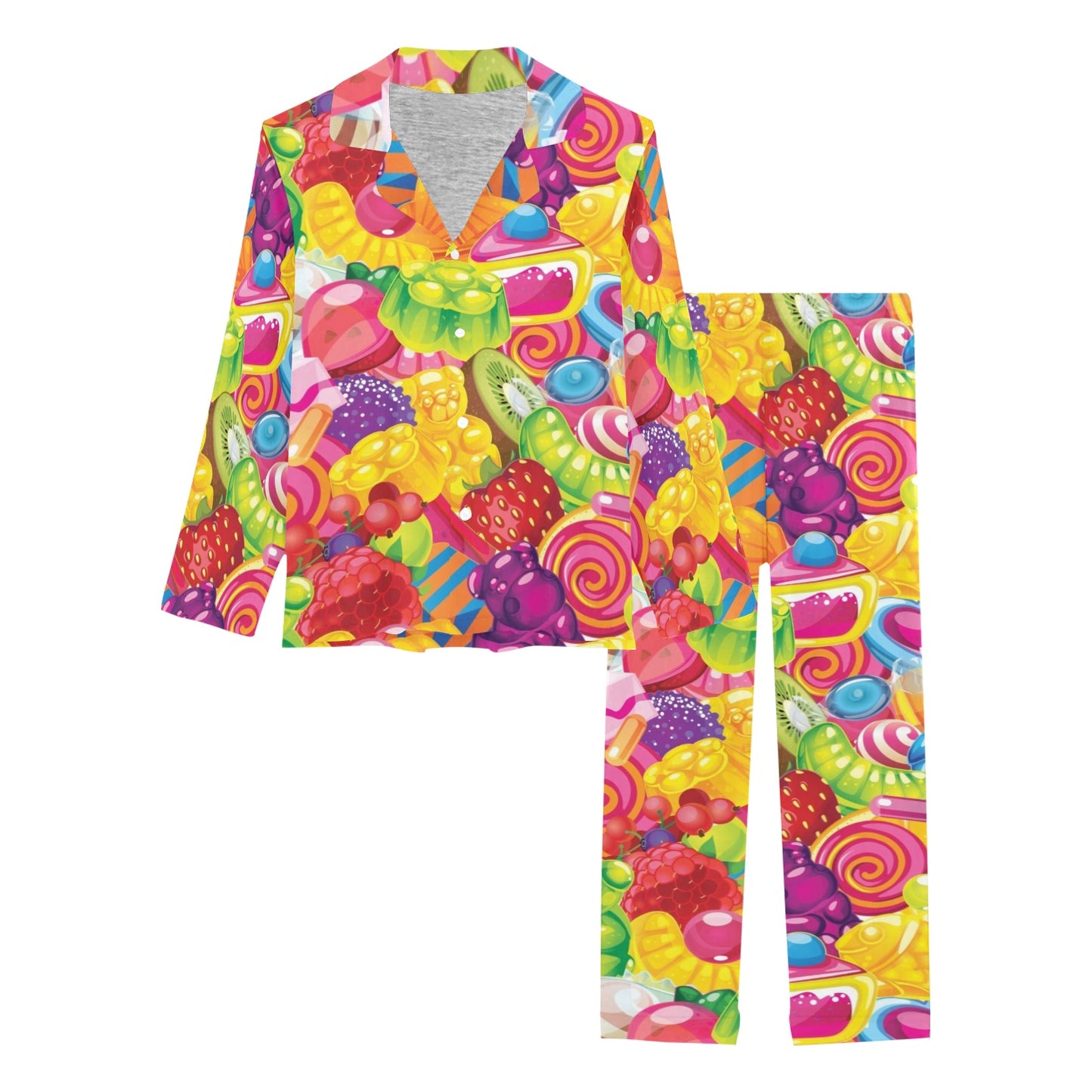 Candy Pattern Print Design CA01 Women's Long Pajama Set