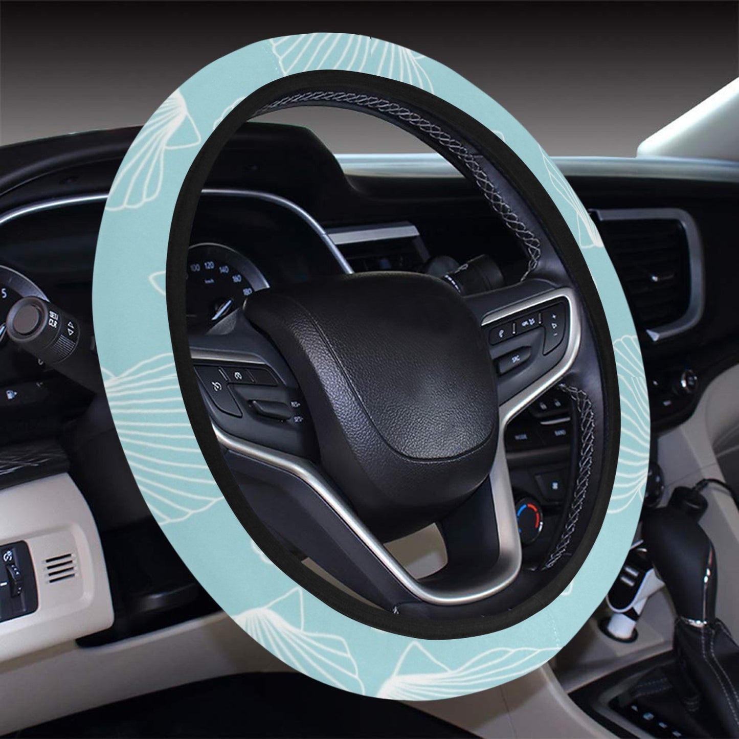 Seashell Print Design LKS3010 Steering Wheel Cover with Elastic Edge